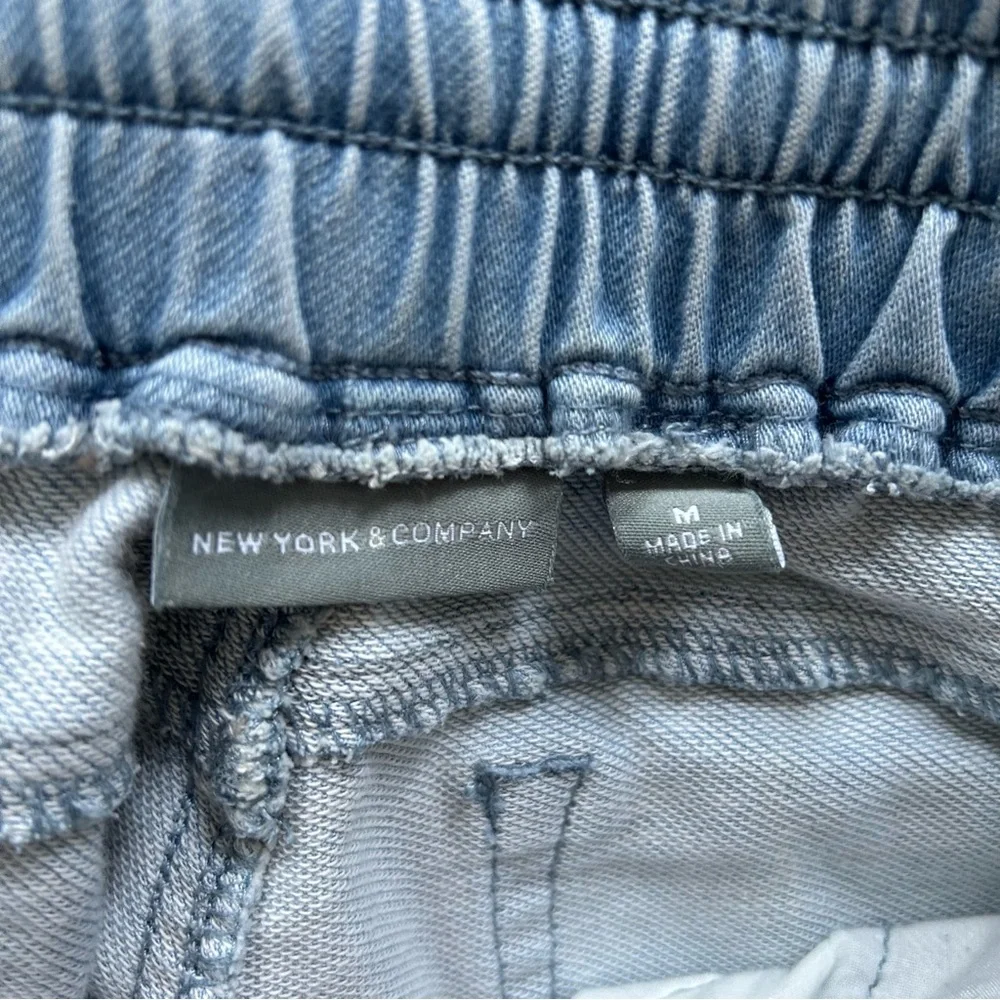 New York and Company Distressed Drawstring Denim Jogger Pants - Picture 7 of 7